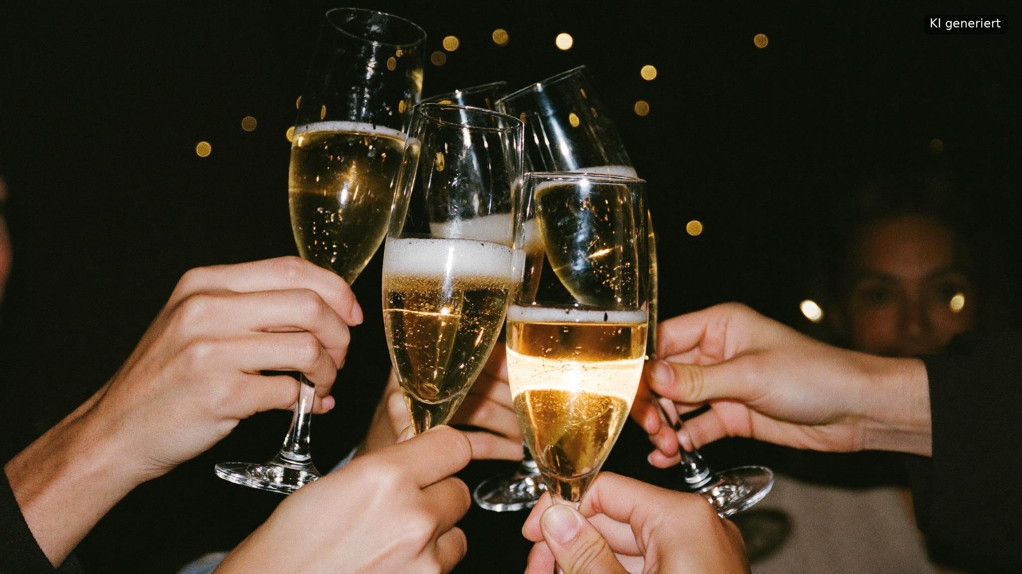 Anstoßen mit Sektgläsern bei einer Silvesterparty in Quakenbrück